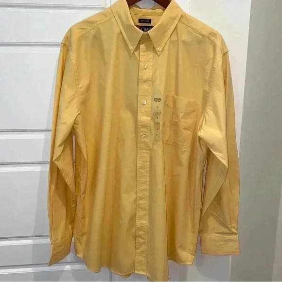 CHAPS Button Down Dress Shirt Size L Beautiful Yellow New With Tags - Picture 1 of 7